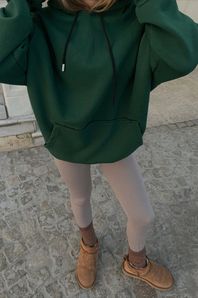 Yeşil Kapşonlu Oversize Sweat ATE3162 - 2