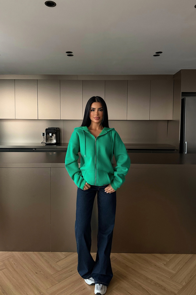 Yeşil Medias Kapüşonlu Hırka ATE-4866 