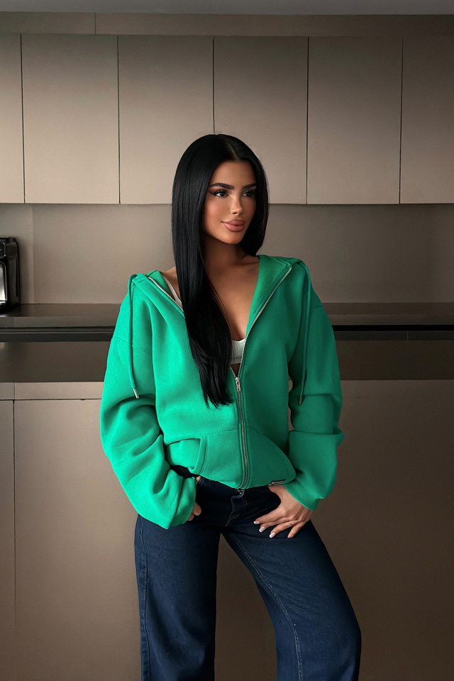 Yeşil Medias Kapüşonlu Hırka ATE-4866 - 3