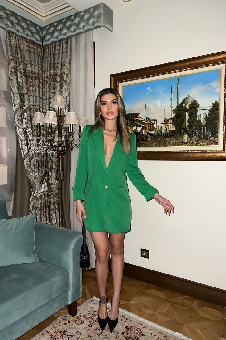 Yeşil Kruvaze Yaka Ceket ATE4271 - EYYO