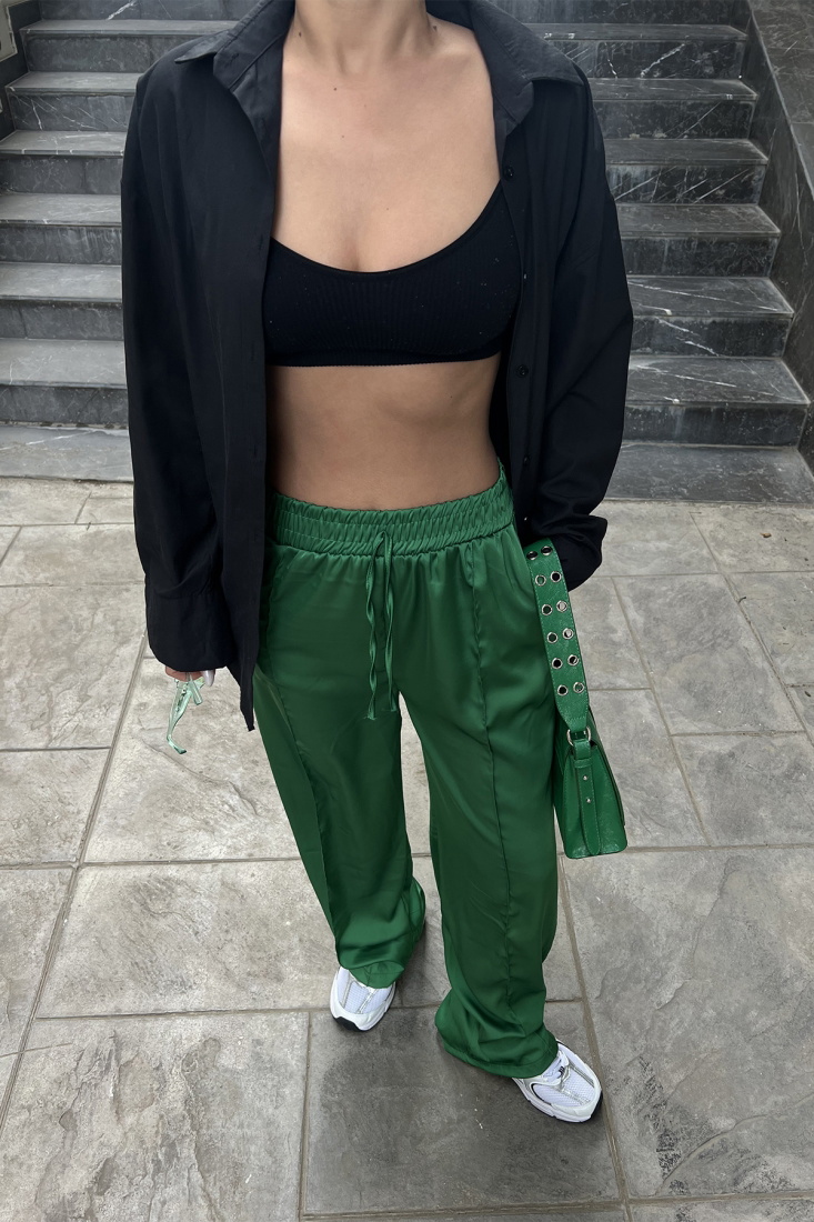 Yeşil Önden Bağlamalı Eşofman Altı ATE3713 - EYYO