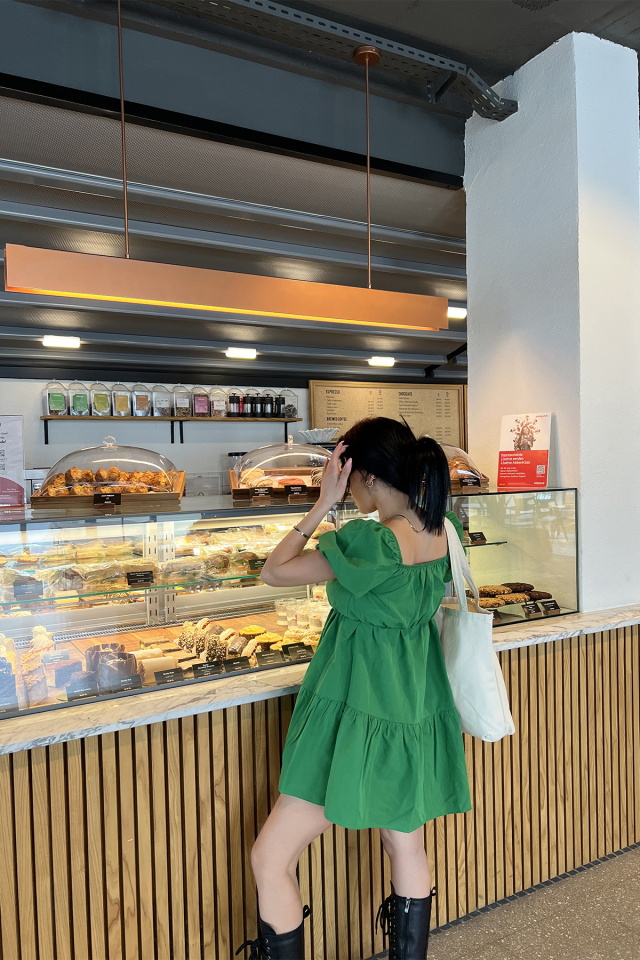 Yeşil Önden Bağlamalı Mini Elbise ATE4822 - 5