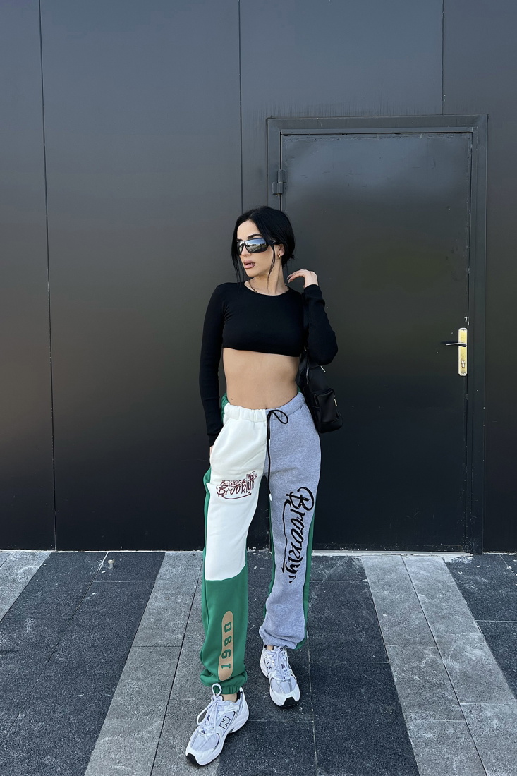 Yeşil Önü Baskılı Eşofman Altı ATE4831 - EYYO