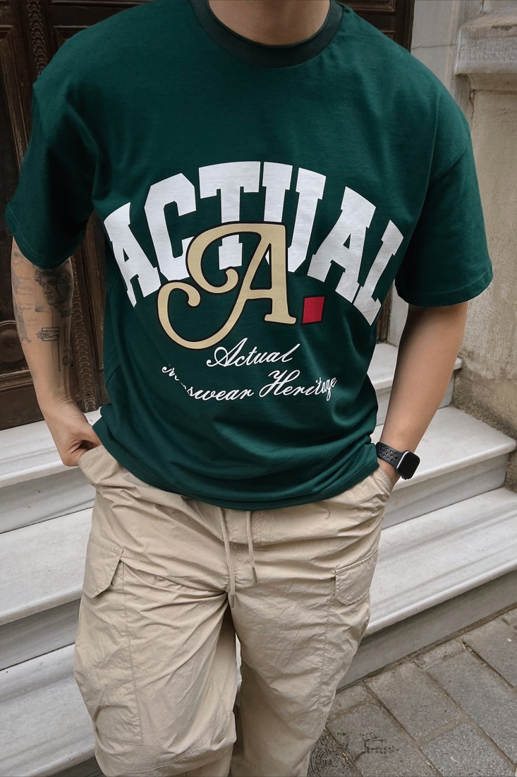 Yeşil Önü Baskılı Tişört ATE5163 - EYYO