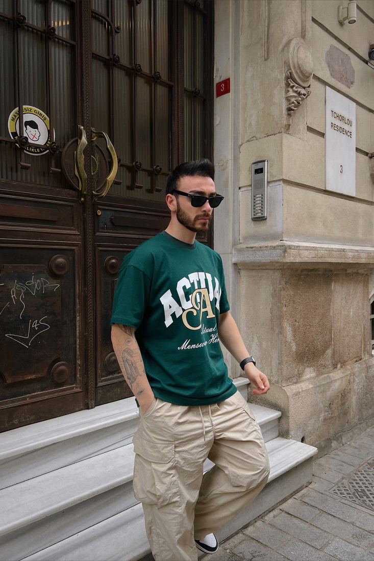 Yeşil Önü Baskılı Tişört ATE5163 - EYYO