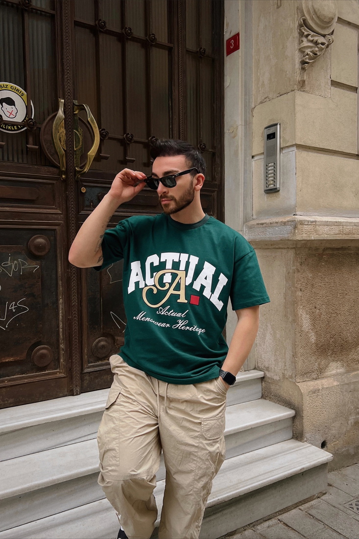 Yeşil Önü Baskılı Tişört ATE5163 - EYYO