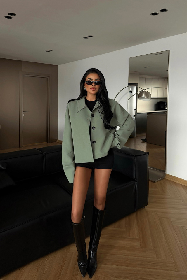 Yeşil Önü Düğmeli Ceket ATE-1998 - 3