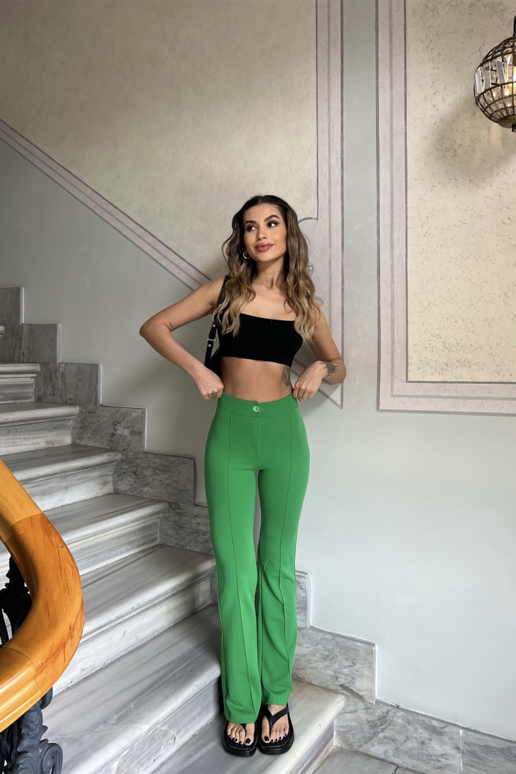 Yeşil Önü Düğmeli Bol Pantolon ATE4385 - EYYO