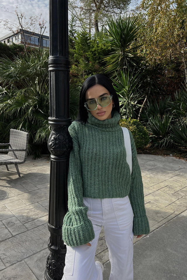 Yeşil Örme Kazak ATE2678 - 3