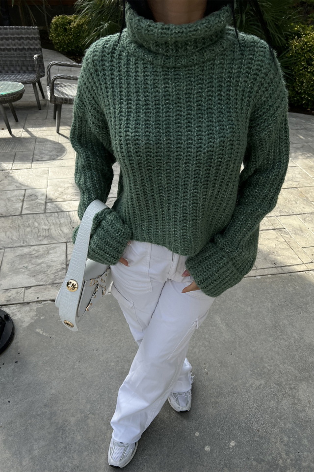 Yeşil Örme Kazak ATE2678 - 2