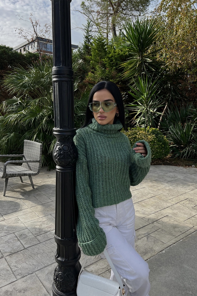 Yeşil Örme Kazak ATE2678 - 5