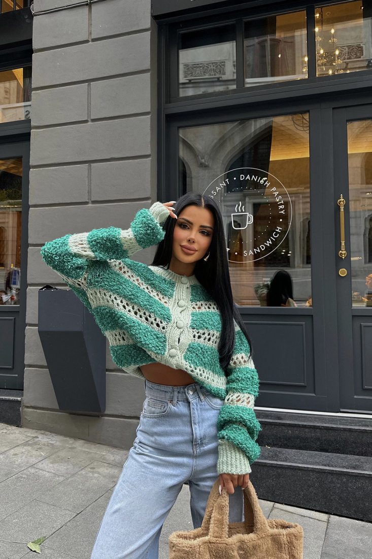 Yeşil Örme Uzun Kol Kazak ATE8444 - EYYO