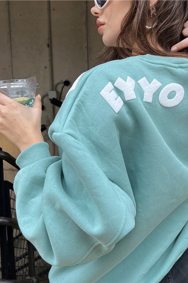 Yeşil Oversize Yazılı Sweat ATE3065 - 5