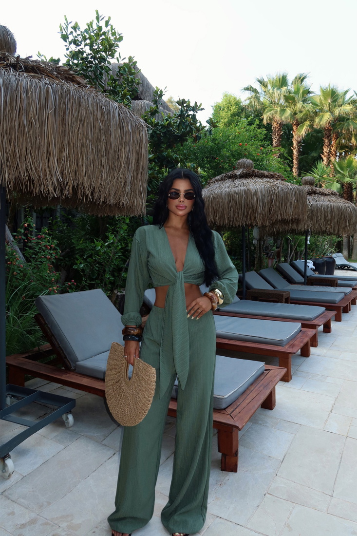 Yeşil Adelina Bağlamalı Takım ATE-2781 - EYYO