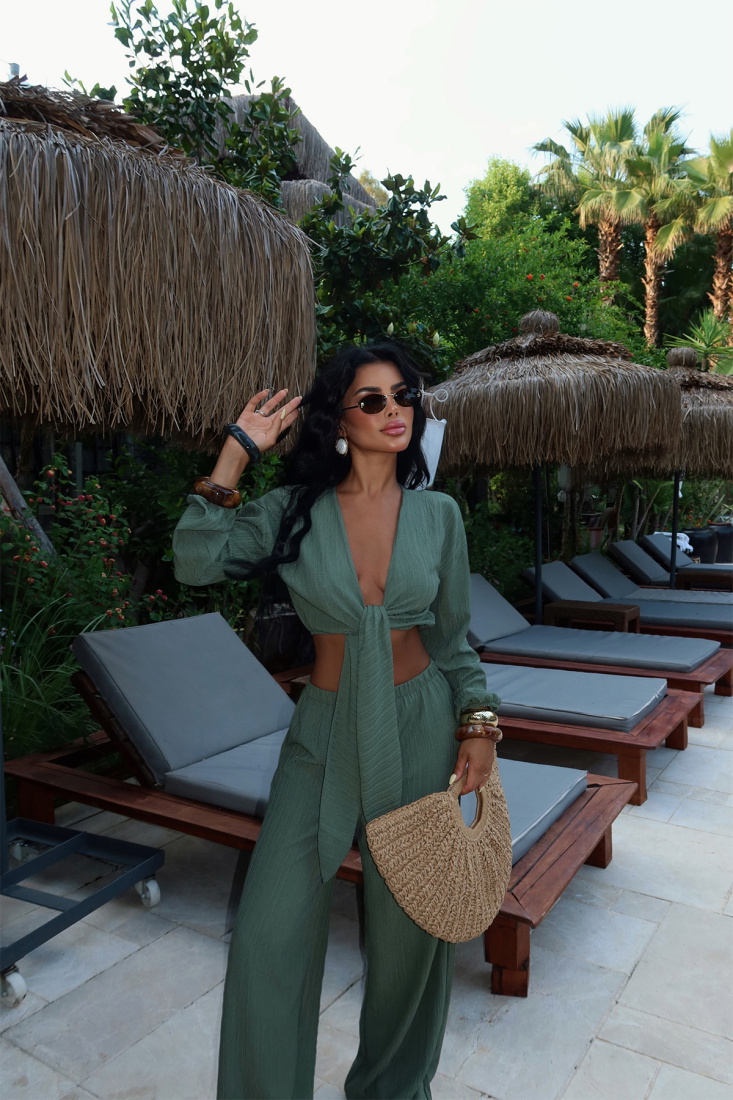 Yeşil Adelina Bağlamalı Takım ATE-2781 - EYYO