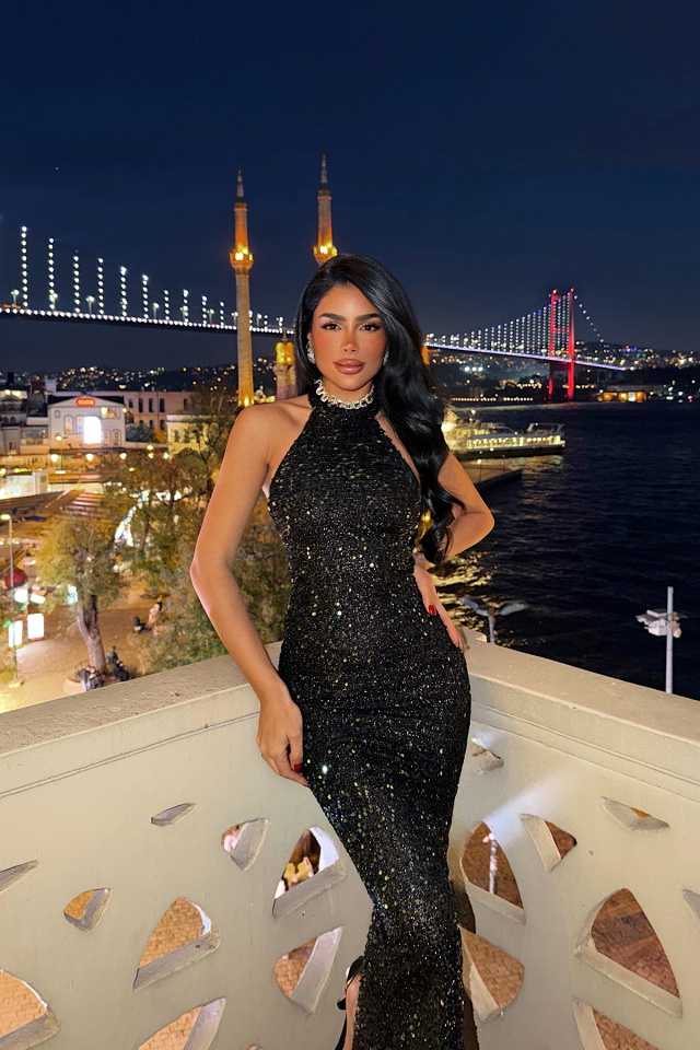 Yeşil Shion Payetli Elbise ATE-4372 - 2