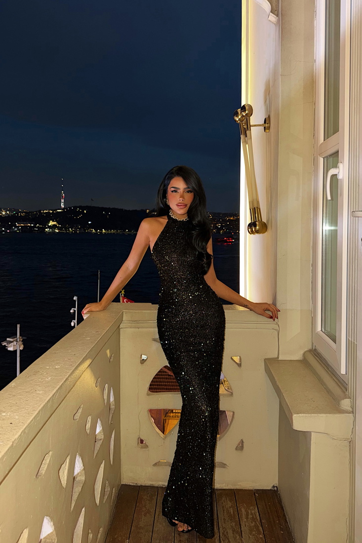 Yeşil Shion Payetli Elbise ATE-4372 - EYYO