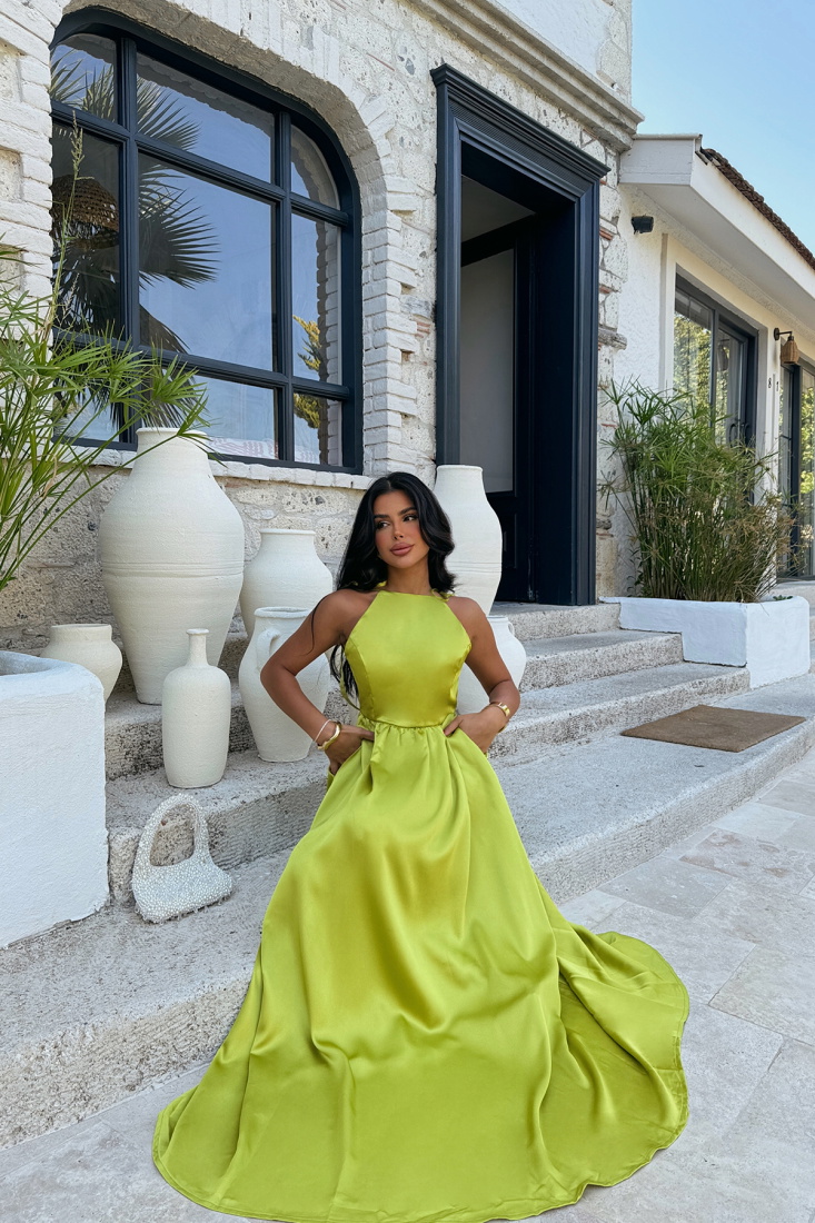 Yeşil ANAİS SIRT DEKOLTE ELBİSE ATE-1229 - EYYO