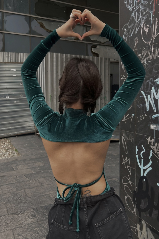 Yeşil Sırt Detay Bodysuit ATE3532 - 2