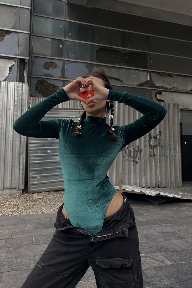 Yeşil Sırt Detay Bodysuit ATE3532 - 3