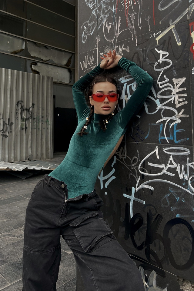 Yeşil Sırt Detay Bodysuit ATE3532 - 4