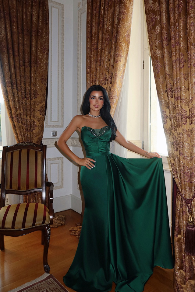 Yeşil Elodie Uzun Abiye ATE-3381 - 4