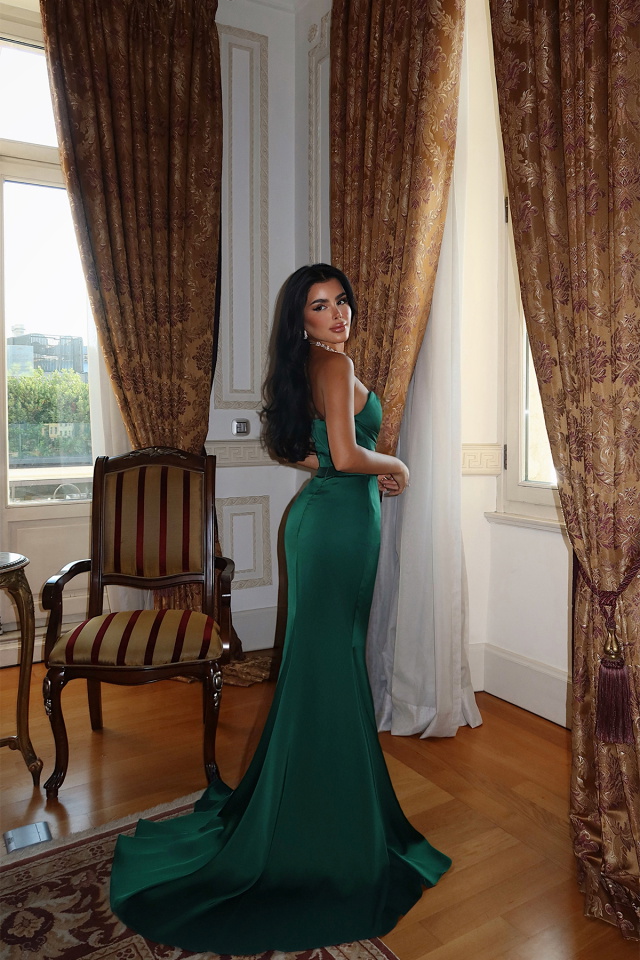 Yeşil Elodie Uzun Abiye ATE-3381 - 5