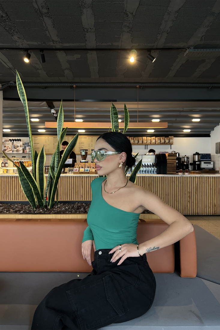 Yeşil Tek Kol Bodysuit ATE2608 - EYYO