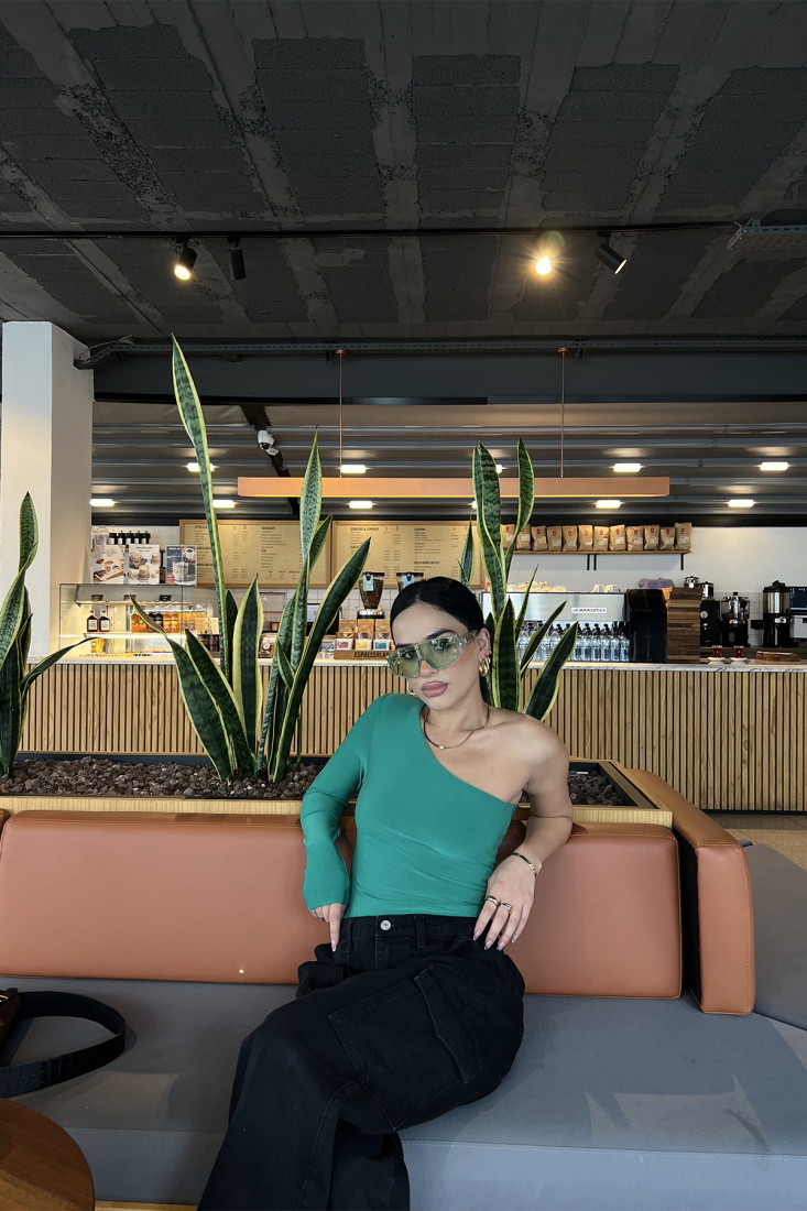 Yeşil Tek Kol Bodysuit ATE2608 - EYYO