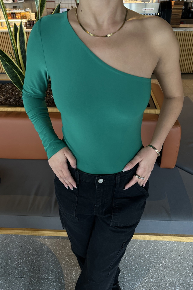 Yeşil Tek Kol Bodysuit ATE2608 - 2