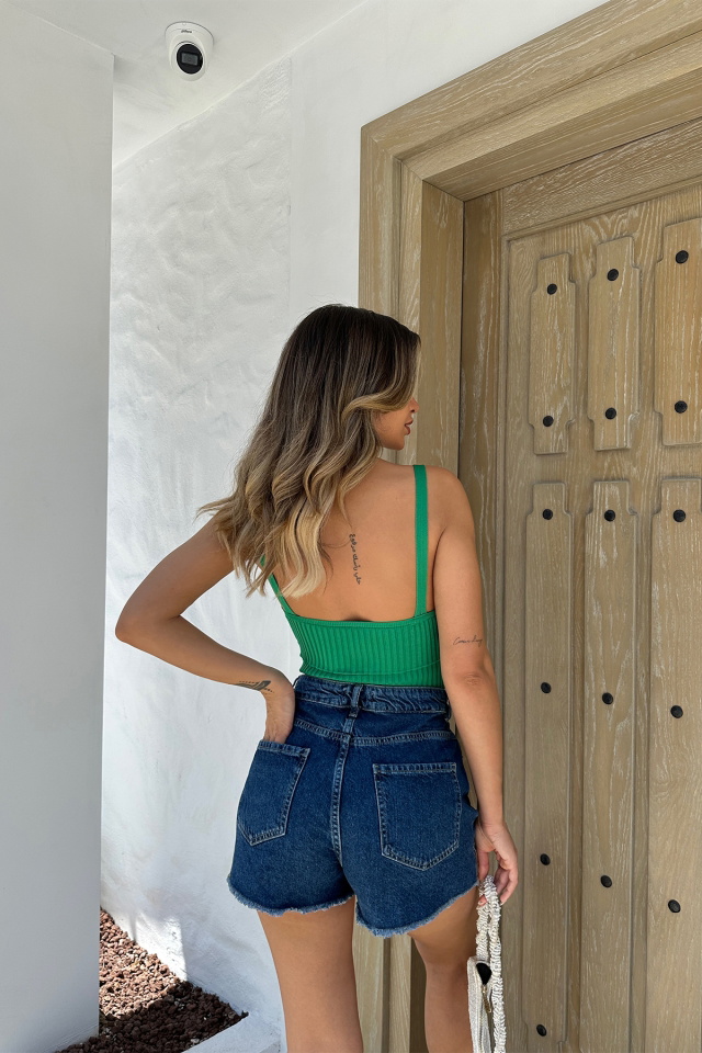 Yeşil Triko Crop Top ATE6987 - 5
