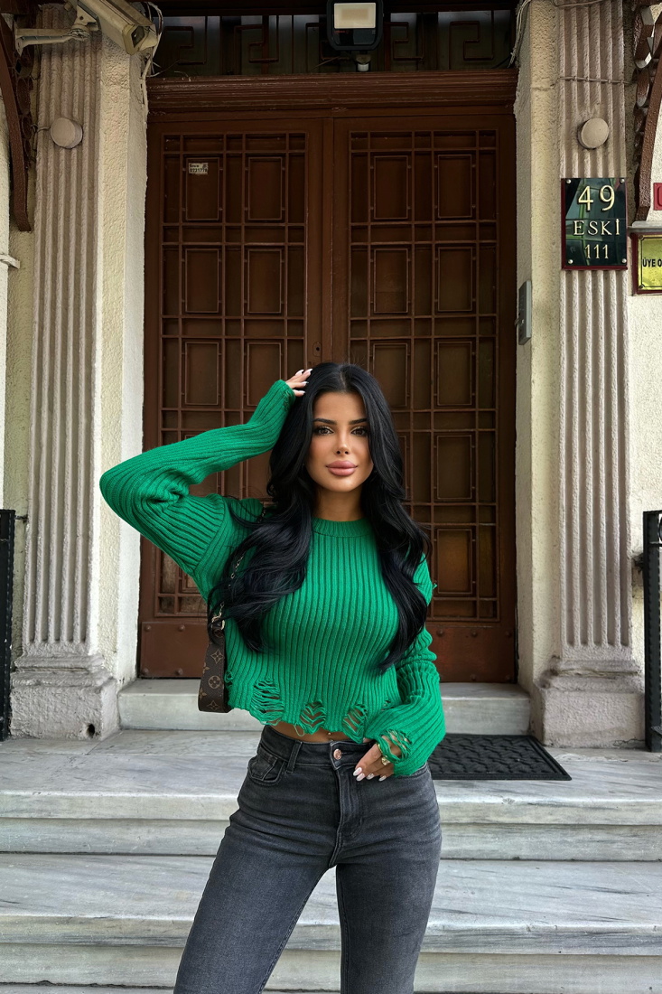 Yeşil Triko Kazak ATE8385 - EYYO