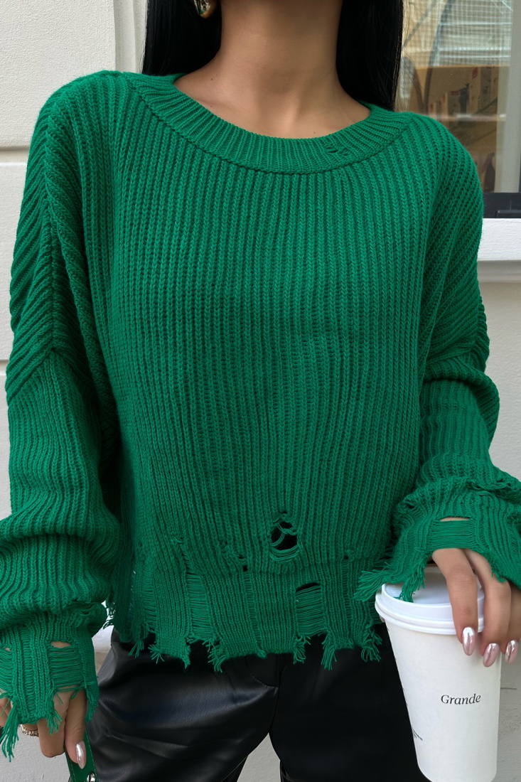 Yeşil Triko Uzun Kol Kazak ATE8378 - EYYO