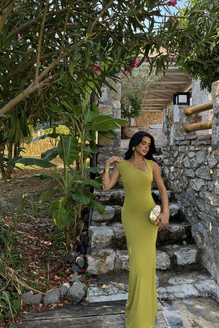 Yeşil Liana Uzun Elbise ATE-1404 - EYYO