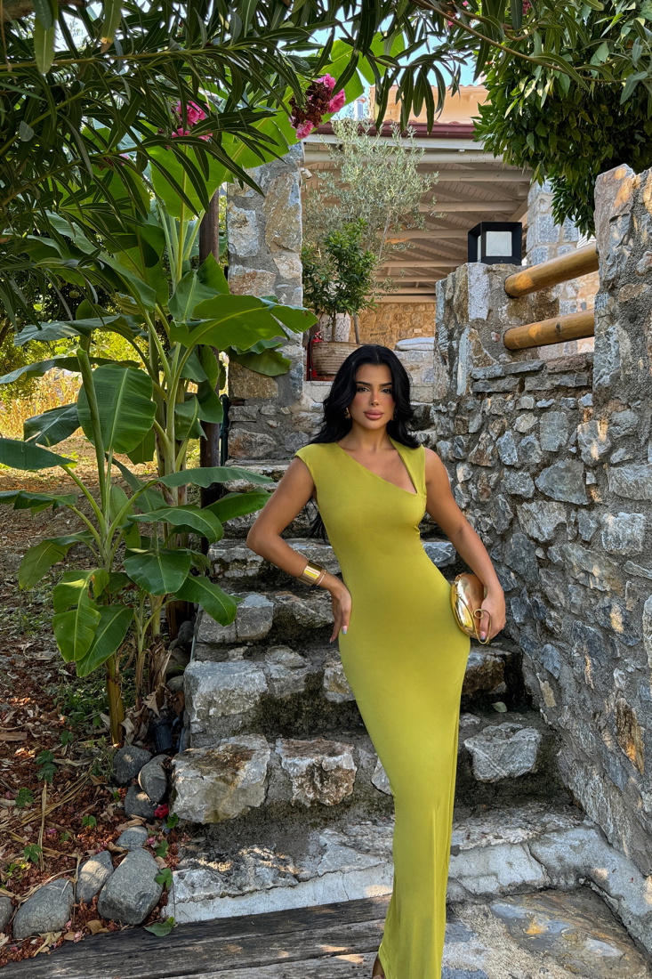 Yeşil Liana Uzun Elbise ATE-1404 - EYYO