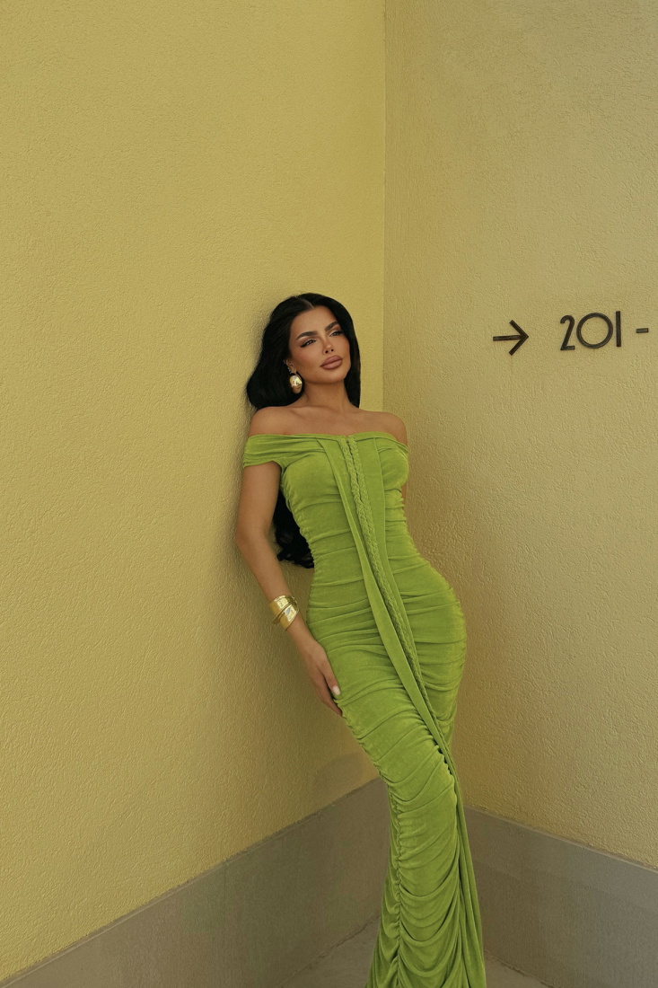 Yeşil Naselinta Elbise ATE-2372 - EYYO