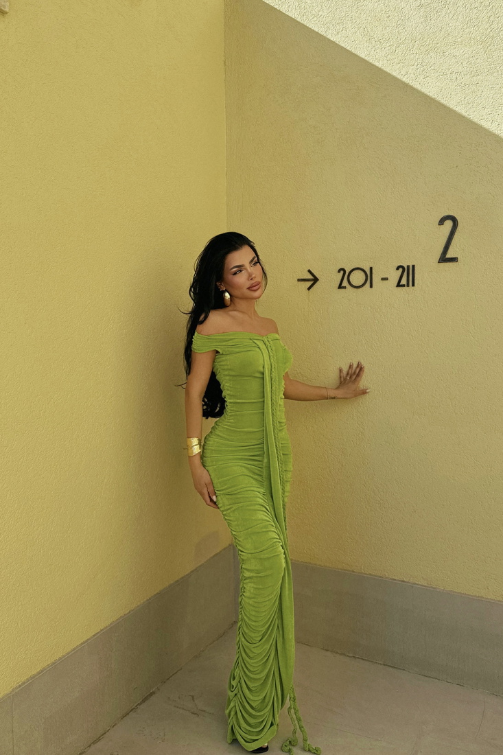 Yeşil Naselinta Elbise ATE-2372 - EYYO