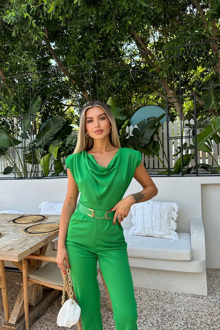 Yeşil Zincir Kemerli Tulum ATE7719 - EYYO