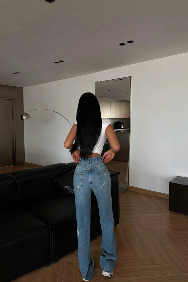 Yırtmaç Detay Jean Pantolon ATE-4527 - 4