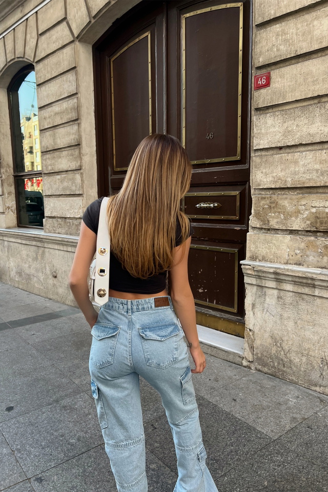 Yırtmaç Detay Kargo Cepli Jean ATE2548 - 4