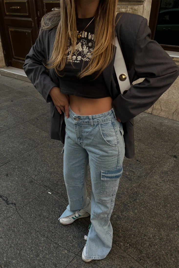 Yırtmaç Detay Kargo Cepli Jean ATE2548 - EYYO