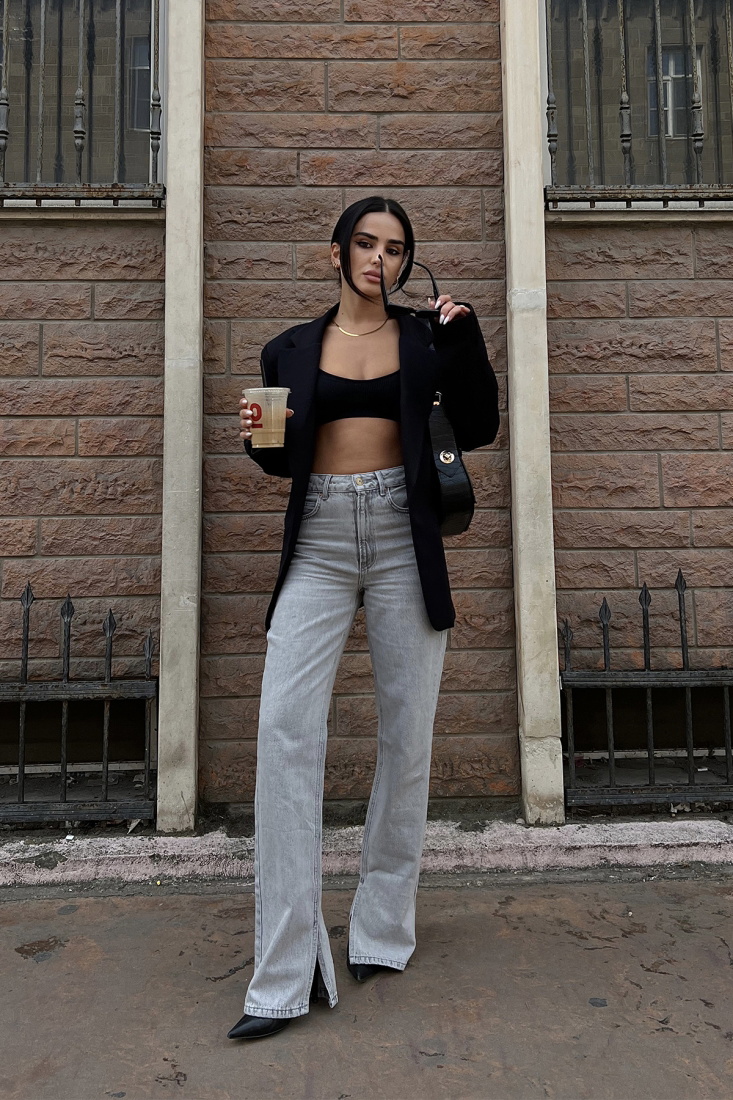 Yüksek Bel Yırtmaç Detay Jean ATE2086 - JOMOFU