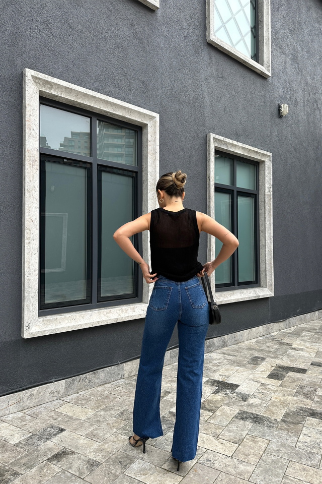 Yüksek Bel Yırtmaç Detay Pantolon ATE5098 - 5