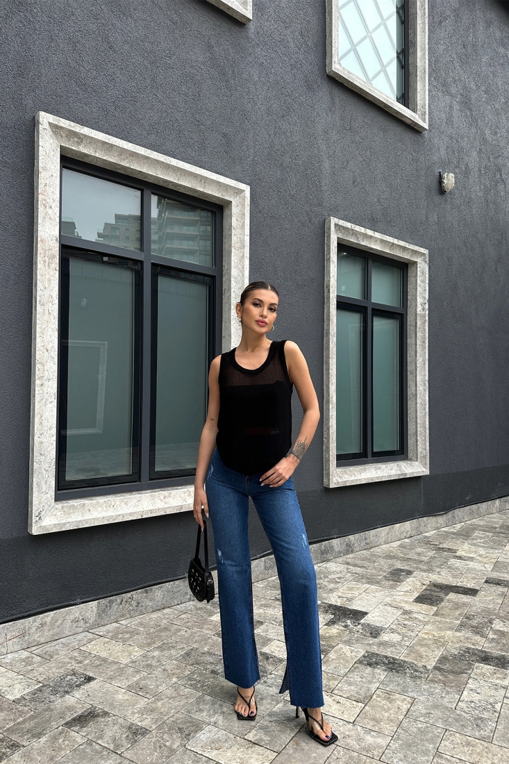 Yüksek Bel Yırtmaç Detay Pantolon ATE5098 - EYYO