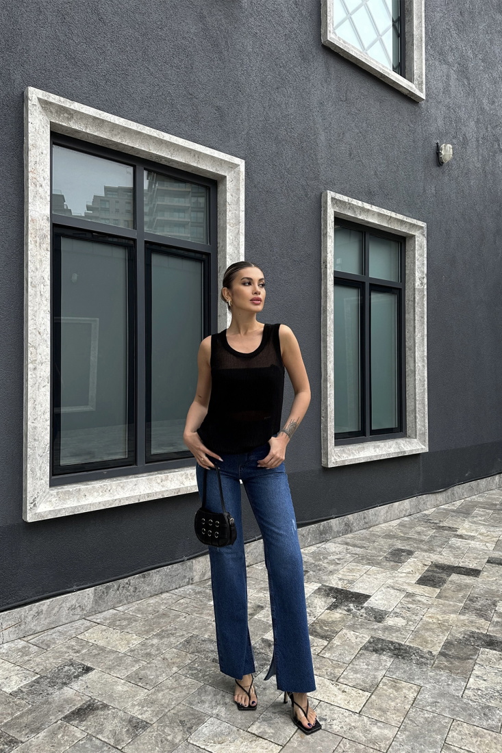 Yüksek Bel Yırtmaç Detay Pantolon ATE5098 - EYYO