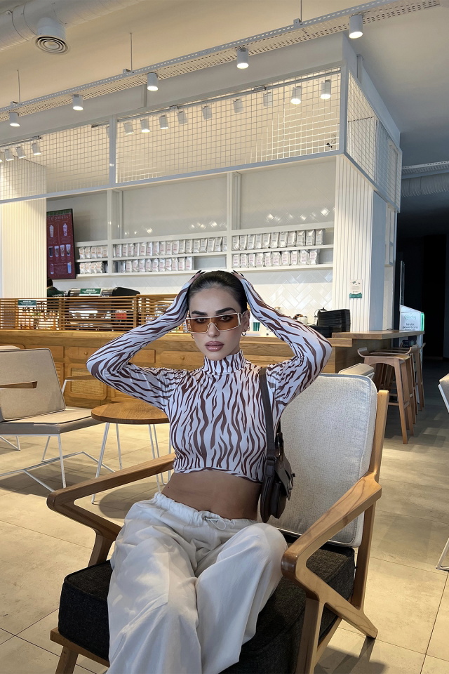 Zebra Desen Crop Top ATE4004 - 5