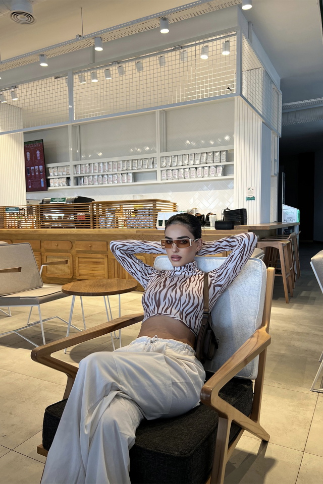 Zebra Desen Crop Top
