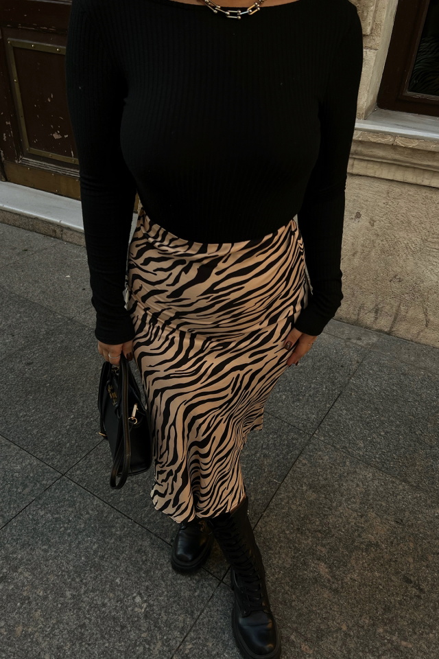 Zebra Desen Uzun Etek ATE2336 - 2
