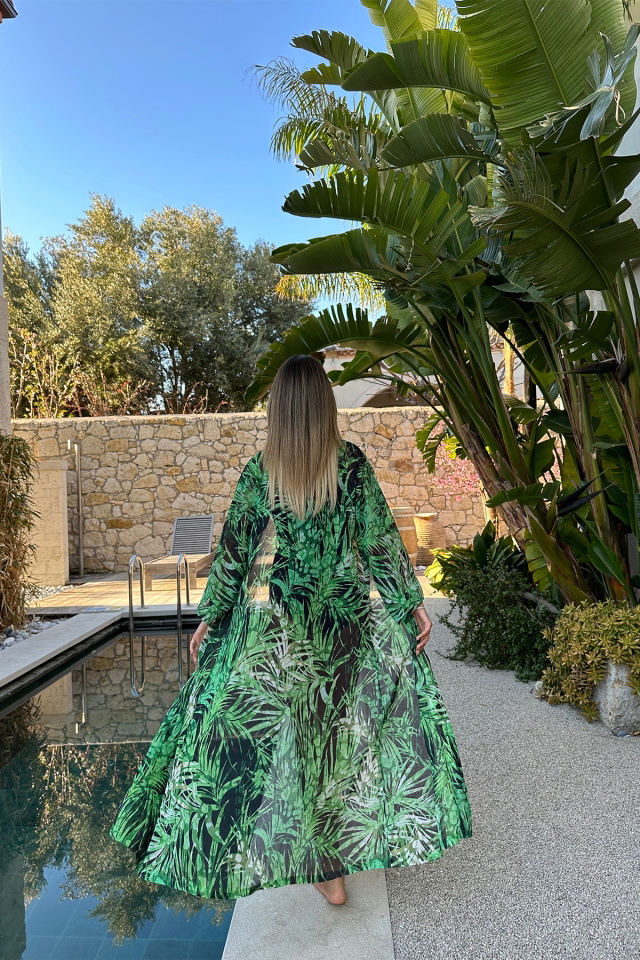 Zylle Yeşil Desenli Kimono ATE4911 - 4